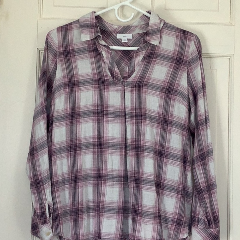 J Jill Lightweight Flannel Plaid Tunic Top XS Petite